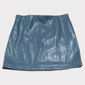 KatieJ NYC Faux Leather Mini Skirt – Blue, Size L (Girls)